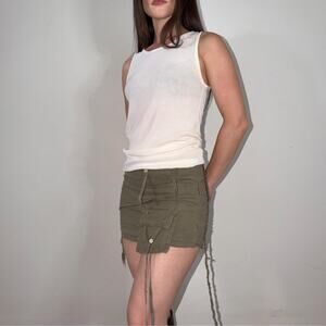 Yen Jeans Michiko Koshino Deconstructed Olive Cargo Micro Mini Skirt Italy 38